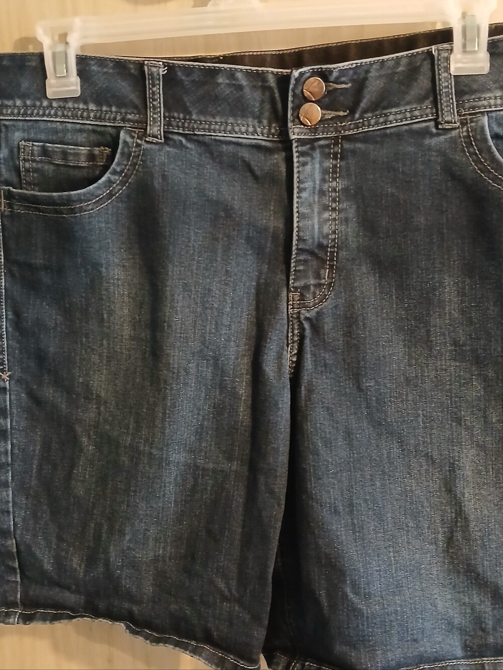 Lane Bryant Women's Plus Size 20 Blue Bermuda Tighter Tummy Jean Shorts